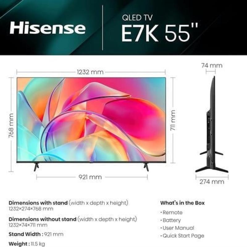 HISENSE 55E7KQ 55'' 4K QLED PRO HDR SMART TV