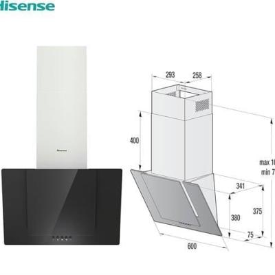 HISENSE CH6IN6BXBG SİYAH CAM + PASLANMAZ ÇELİK 60CM DAVLUMBAZ