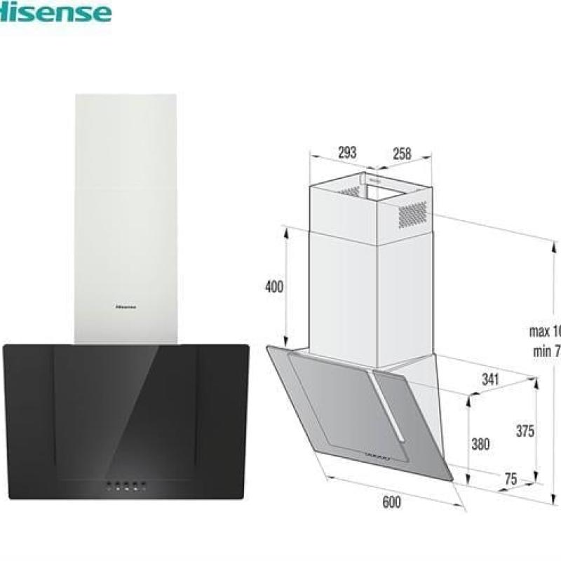 HISENSE CH6IN6BXBG SİYAH CAM + PASLANMAZ ÇELİK 60CM DAVLUMBAZ