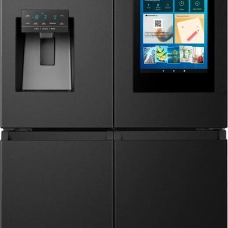 HISENSE 577 LT. 4 KAPILI GARDIROP TİPİ NO FROST SU ve BUZ HAZNELİ EKRANLI BUZDOLABI SİYAH RQ760N4IFE