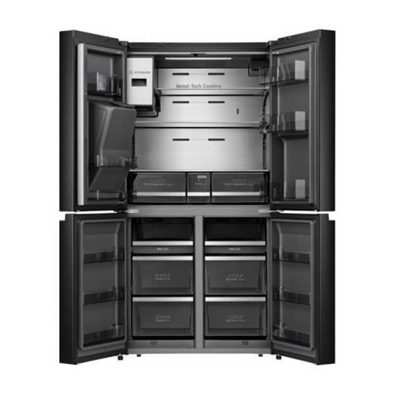 HISENSE 577 LT. 4 KAPILI GARDIROP TİPİ NO FROST SU ve BUZ HAZNELİ EKRANLI BUZDOLABI SİYAH RQ760N4IFE