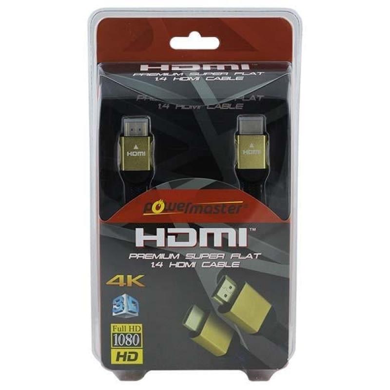 Powermaster 1.8 Metre 3D 4K Uyumlu 1.4V Gold Yassı Örgülü HDMI Kablo