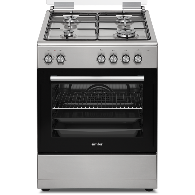 Simfer Multi Turbo Fırın, Inox 56 Litre, 4 Gözü Gazlı, Grill Fonksiyonlu, LPG Dönüşümlü, 60 cm1245